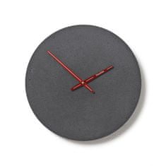 Clockies Betonové hodiny 30 cm - břidlicové/červené