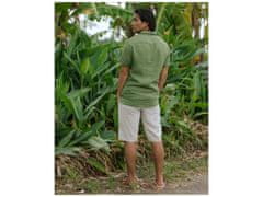 Magic Linen Lehká pánská lněná košile HAWI s krátkým rukávem v lesní zelené Velikost: XL