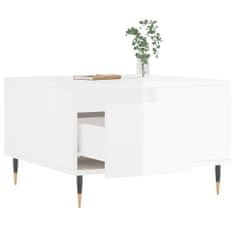 Greatstore Konferenční stolek lesklý bílý 55x55x36,5 cm kompozitní dřevo