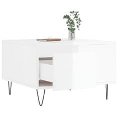 Greatstore Konferenční stolek lesklý bílý 55x55x36,5 cm kompozitní dřevo