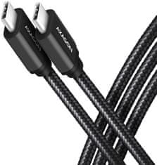 AXAGON kabel USB-C - USB-C SPEED USB3.2 Gen 1, PD60W 3A, opletený, 3m, černá
