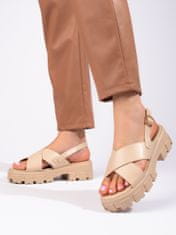 Vinceza Exkluzívní dámské hnědé sandály bez podpatku + Ponožky Gatta Calzino Strech, odstíny hnědé a béžové, 41