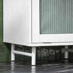 SoBuy SoBuy BZR116-W Prádelní skříň s výklopným pytlem na prádlo Prádelní skříň s prosklenými dvířky Koš na prádlo Koupelnová skříňka Bílá 40x96x40cm