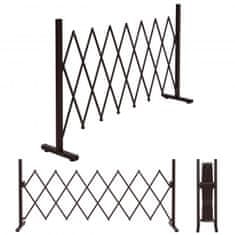 MCW Hliníková zábranová mříž K56, nůžkový bezpečnostní plot, výsuvný otočný ocelový 103x31-200x31cm, hnědý