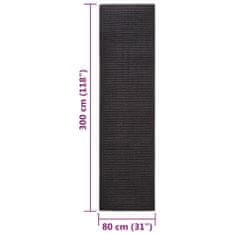Greatstore Sisalový koberec pro škrabací sloupek černý 80 x 300 cm