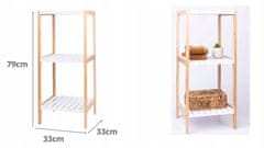 Koopman Dřevěná koupelnová polička 3 úrovně bílá 79 cm