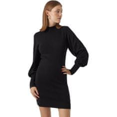 Vero Moda Dámské šaty VMHOLLYKARISPUFF Slim Fit 10290665 Black (Velikost S)