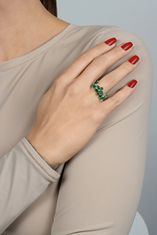 Brilio Silver Výrazný stříbrný prsten se zelenými zirkony RI066WG (Obvod 52 mm)