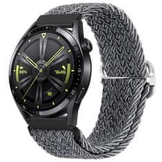 BStrap Braid Nylon řemínek na Huawei Watch GT 42mm, gray black