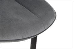 STEMA Židle HTS-6020 na kovovém černém rámu. Pro obývací pokoj, jídelnu, kuchyni, restauraci. Sedák a opěrák čalouněné sametovou látkou. Má plastové nožky. Houba o hustotě 25 kg/m3. Tmavě šedá barva.