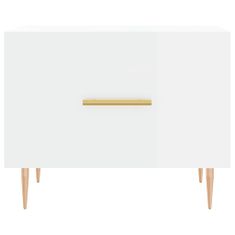 Greatstore Konferenční stolek lesklý bílý 50 x 50 x 40 cm kompozitní dřevo