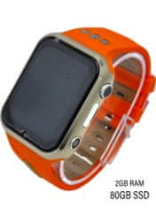 Dětské oranžové 4G smart hodinky E10-2024 80GB s GPS a bezkonkurenční výdrží baterie