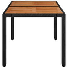 Vidaxl Zahradní stůl s dřevěnou deskou černý 90 x 90 x 75 cm polyratan