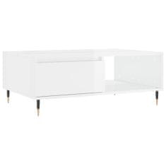 Greatstore Konferenční stolek lesklý bílý 90 x 60 x 35 cm kompozitní dřevo