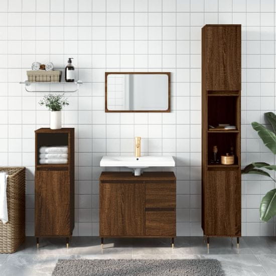 shumee 3dílný set koupelnového nábytku hnědý dub kompozitní dřevo