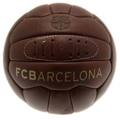 FotbalFans Fotbalový Míč FC Barcelona Retro, Pravá kůže, Zlatý potisk, Vel. 5
