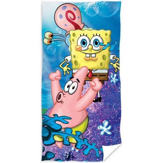 Carbotex Dětská plážová osuška SpongeBob s Garym a Patrikem