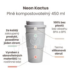 Neon Kactus Neon Kactus plastový recyklovatelný hrnek na kávu Compostable Coffe Cup Forever Young 450 ml