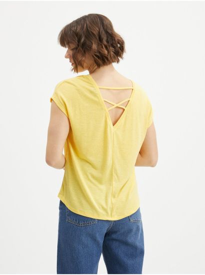 Vero Moda Žluté tričko s výstřihem na zádech VERO MODA Ulja June