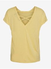 Vero Moda Žluté tričko s výstřihem na zádech VERO MODA Ulja June XS