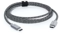 kabel USB-C - USB-C, opletený, 60W, 1.2m, šedá