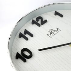 MPM QUALITY Designové plastové nástěnné hodiny MPM Beta, bílá