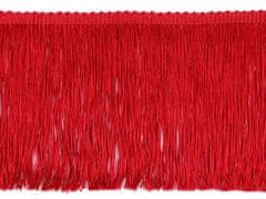 Kraftika 1m červená třásně lesklé, husté šíře 15,5 cm, a střapce