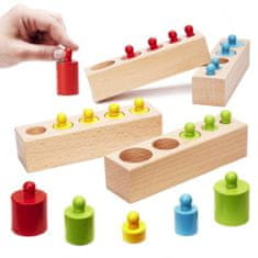 KIK Montessori dřevěné válcové závaží barevné KX6290