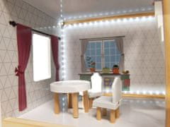 KIK Dřevěný domeček pro panenky MDF + nábytek 78cm černá LED