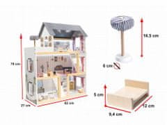 KIK Dřevěný domeček pro panenky MDF + nábytek 78cm černá LED