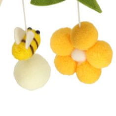 KIK KX4590 Dětský kolotoč s plyšovými přívěsky a květinami žlutý