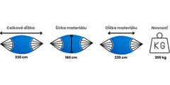 Potenza Stojan TYTAN + Houpací síť 220×160 Merida , modrá, základní