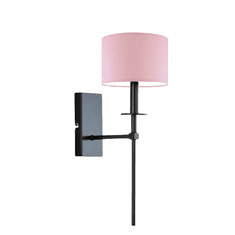 LYSNE.PL Vertikální LED nástěnná lampa v moderním stylu, látkové stínidlo, válec, E27, 60W, VADUZ, rámeček černý, světle růžová