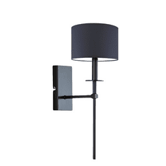 LYSNE.PL Vertikální LED nástěnná lampa v moderním stylu, látkové stínidlo, válec, E27, 60W, VADUZ, rámeček černý, tmavě modrá