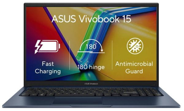 notebook Asus VivoBook 15 X1504ZA-BQ092W laptop Full HD rozlišení SSD M.2 PCIe NVMe tenký rámeček procesor Intel Core i3 12. generace Intel UHD Graphics integrovaná grafická karta výkon práce zábava 2023