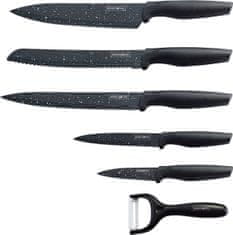 Royalty Line 5dílná sada kuchyňských nožů s nepřilnavým povrchem a se škrabkou RL-MB5 / černá