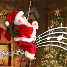 HOME & MARKER® Vánoční dekorace Santa na laně, hudební Santa na svítícím laně 25cm | SANTACLIMB