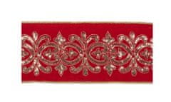 LAALU.cz Stuha luxusní sametová červená s dekorem 10 cm x 4,5 m