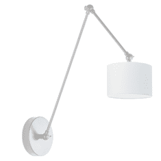 LYSNE.PL Designová nastavitelná nástěnná lampa na čtení, nástěnná lampa, látka, stínidlo, TESNUS, stříbrný rám, bílá