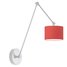 LYSNE.PL Designová nastavitelná nástěnná lampa na čtení, nástěnná lampa, látka, stínidlo, TESNUS, stříbrný rám, červená