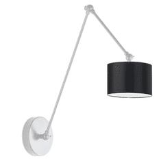 LYSNE.PL Designová nastavitelná nástěnná lampa na čtení, nástěnná lampa, látka, stínidlo, TESNUS, stříbrný rám, černá