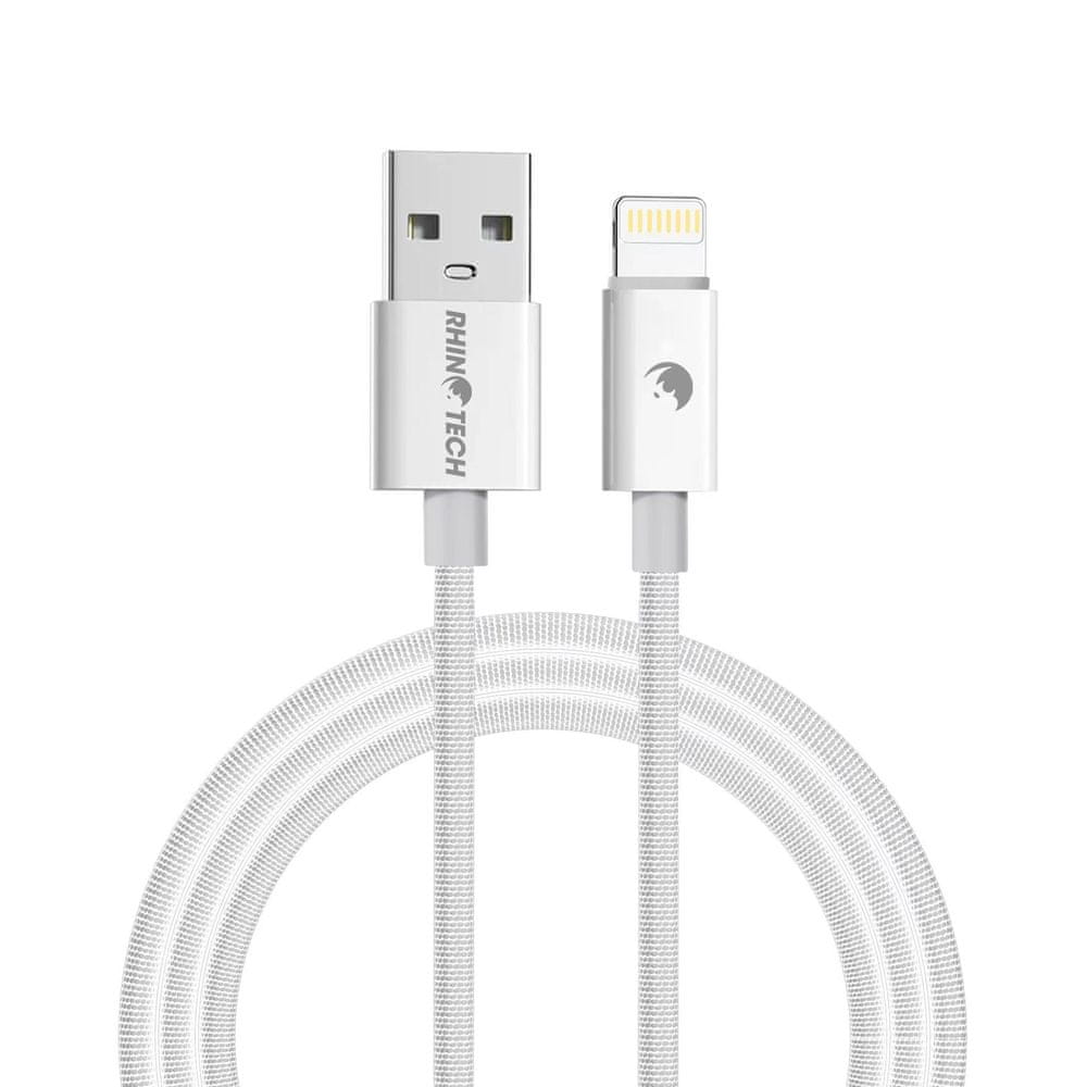 Levně RhinoTech kabel s nylonovým opletem USB-C na Lightning 27W 1M RTACC382, bílá