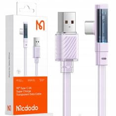 Mcdodo Kabel USB-C, úhlový, výkonný, superrychlý, Mcdodo, 100W, 1,8M, fialový CA-3424