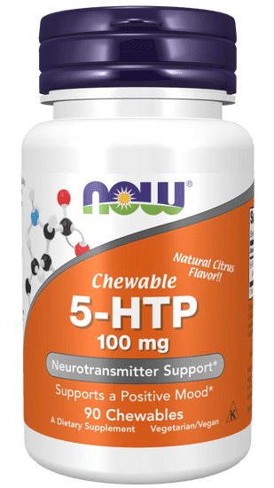 NOW Foods 5-HTP, 100 mg, 90 žvýkacích pastilek