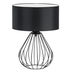 LYSNE.PL Průmyslová stolní lampa se stínidlem, drátěná noční lampa, podkrovní lampa, LUKKA, černý rám, černá
