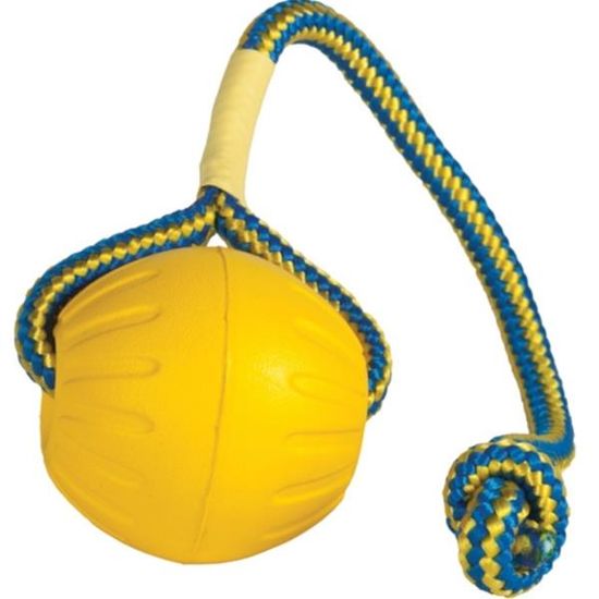 StarMark Hračka guma Durafoam míč se šňůrkou M žlutý