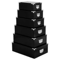 5five Sada šesti obdélníkových úložných boxů, uložné krabičky, černé, FIVE