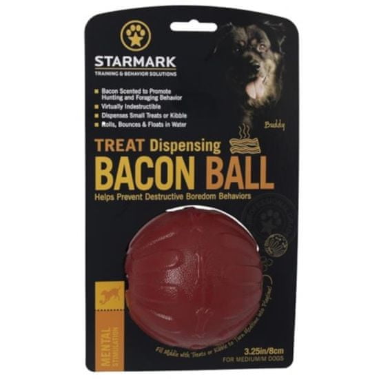 StarMark Hračka guma Chew ball Bacon míč 8cm červený