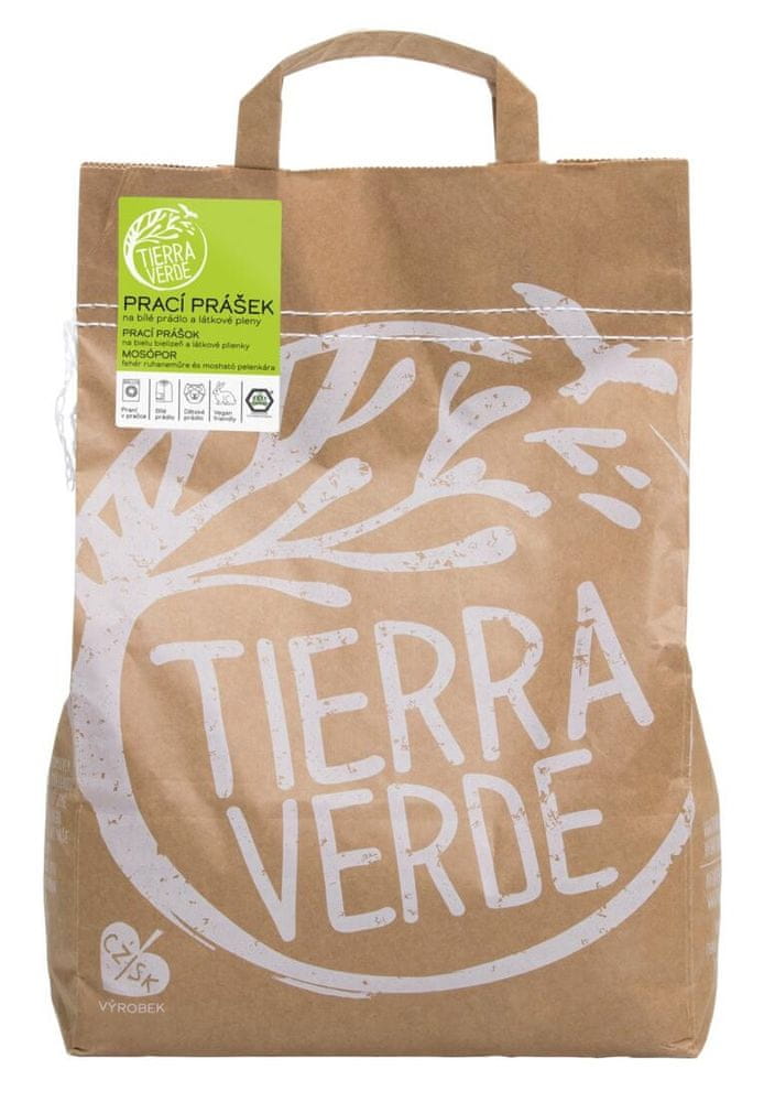 Levně Tierra Verde Prací prášek na bílé prádlo a pleny 5 kg