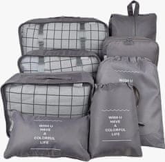 INNA Cestovní organizéry do šatního kufru 8 tašek TASOS Organizér Trip Story šedá barva